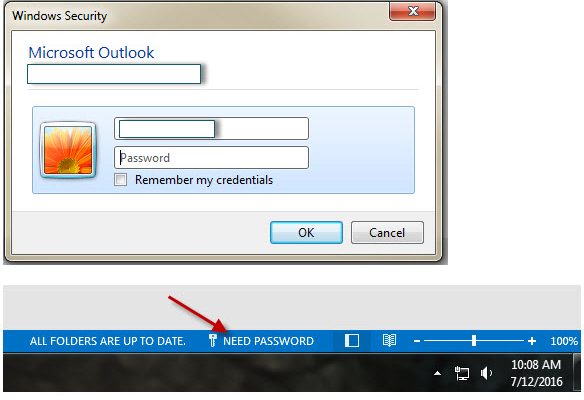 outlook need password